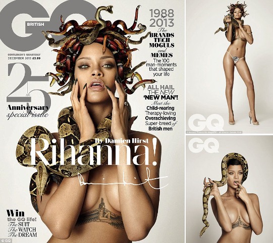Medusa `Topless`: Rihanna Tampil Bugil dengan Ular